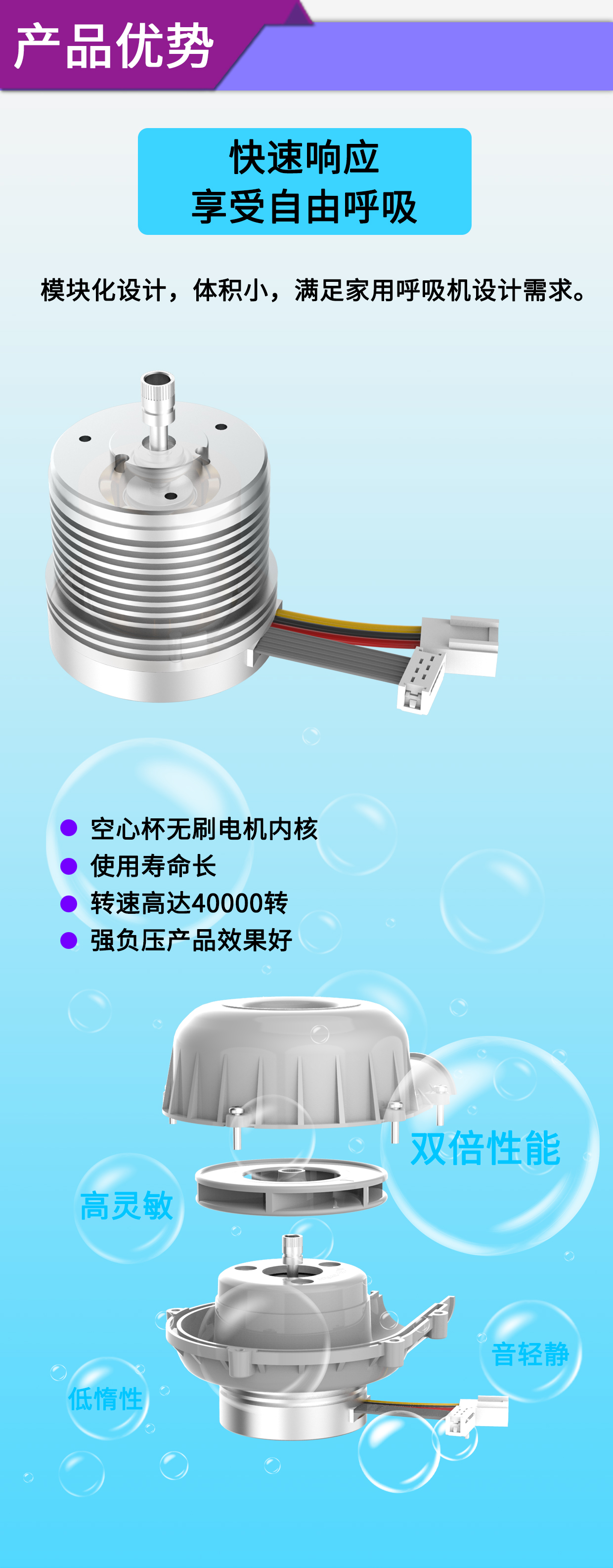 呼吸机电机_呼吸机涡轮风机解决方案-万至达电机