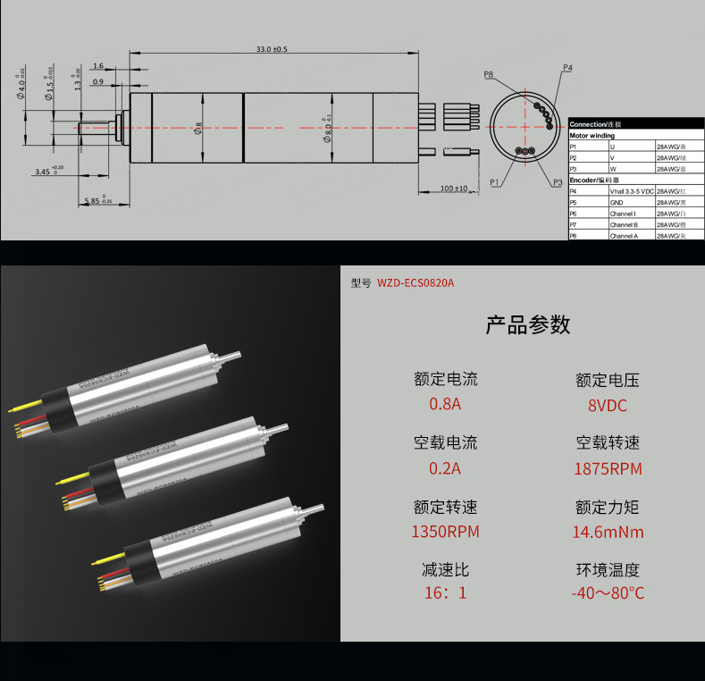 WZD-ECS0820A灵巧手电机