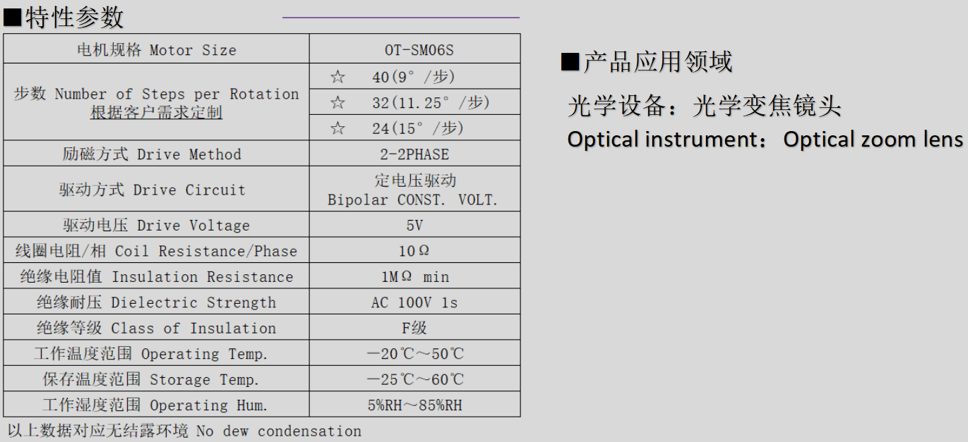 OT-SM06S步进电机_6mm光学变焦镜头电机-万至达电机